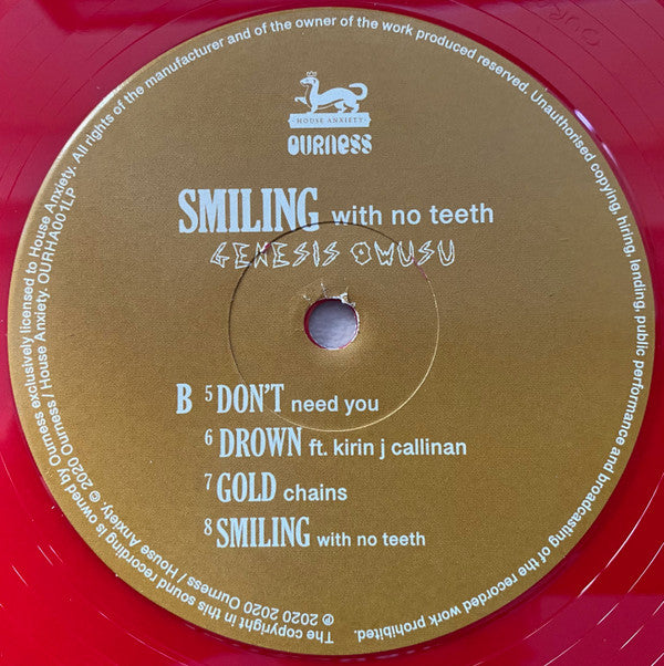 Genesis Owusu : Smiling With No Teeth (2xLP, Album, Red)
