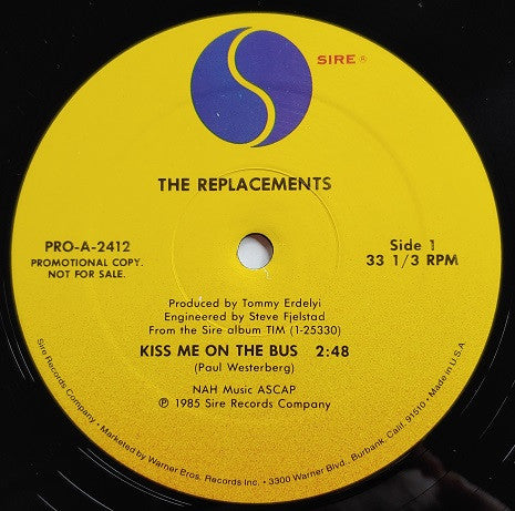 The Replacements : Kiss Me On The Bus (12", Single, Promo)
