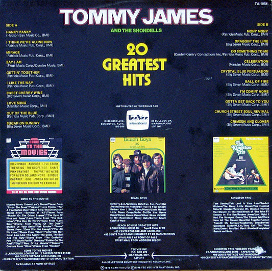Tommy James & The Shondells : 20 Greatest Hits (LP, Comp)