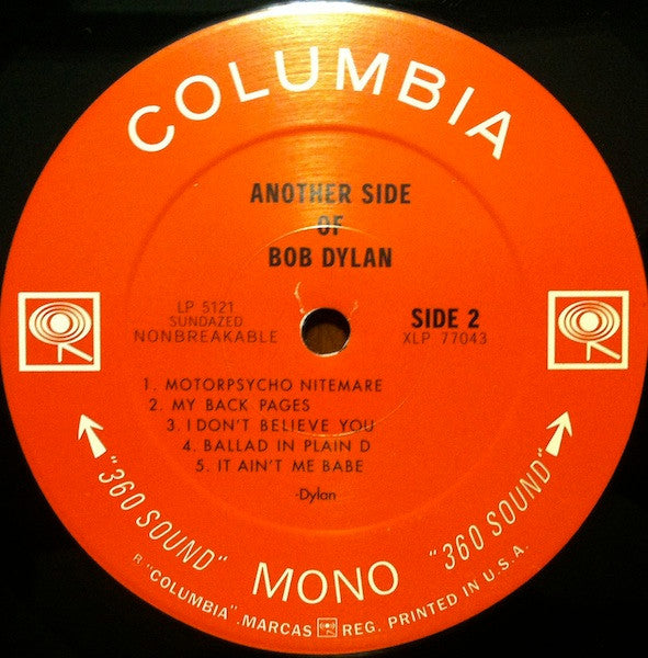 Bob Dylan : Another Side Of Bob Dylan (LP, Album, Mono, RE, 180)