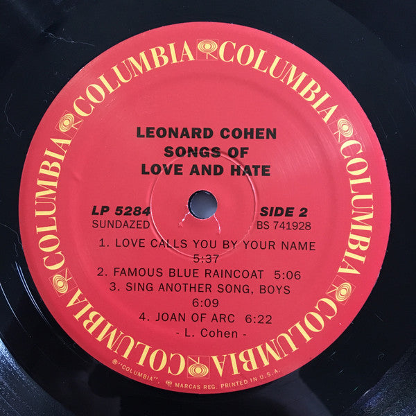 Leonard Cohen : Songs Of Love And Hate (LP, Album, RE, RM)