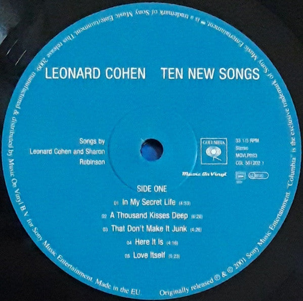 Leonard Cohen : Ten New Songs (LP, Album, RE, RM, 180)
