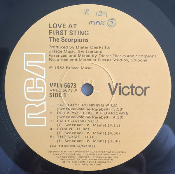 Scorpions : Love At First Sting (LP, Album, Gat)