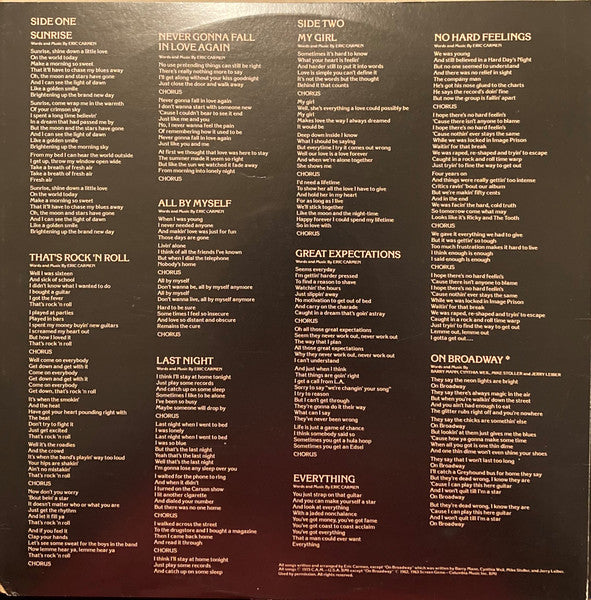 Eric Carmen : Eric Carmen (LP, Album, Foi)