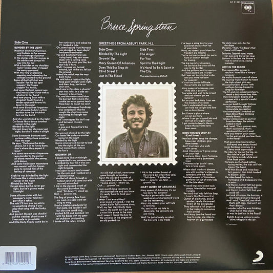 Bruce Springsteen : Greetings From Asbury Park, N.J. (LP, Album, RE, 180)