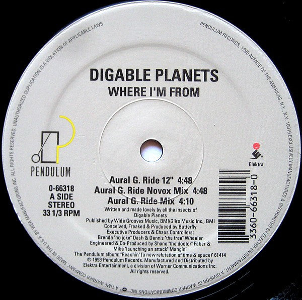 Digable Planets : Where I'm From (12", Single)