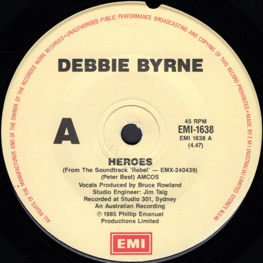 Debra Byrne : Heroes (7", Single)
