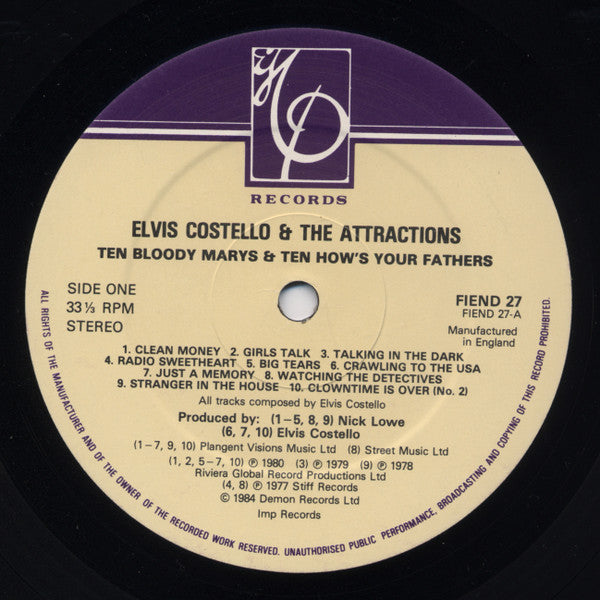 Elvis Costello & The Attractions : Ten Bloody Marys & Ten How's Your Fathers (LP, Comp, RE)