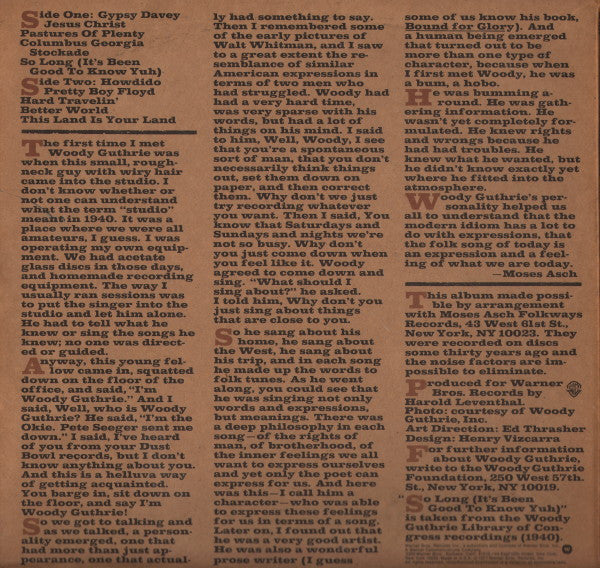 Woody Guthrie : Original Recordings Made By Woody Guthrie 1940-1946 (LP, Mono)