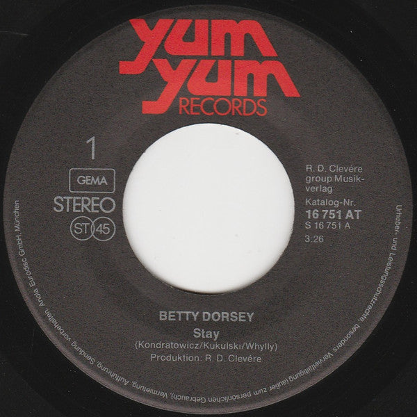 Betty Dorsey : Stay / Morningtown Ride (7", Single)