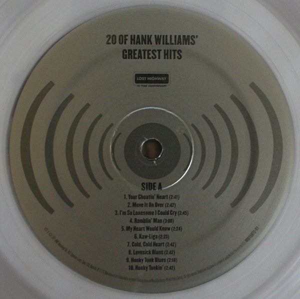 Hank Williams : 20 Of Hank Williams' Greatest Hits (LP, Comp, Cle)