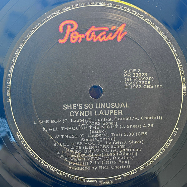 Cyndi Lauper : She's So Unusual (LP, Album, RE)