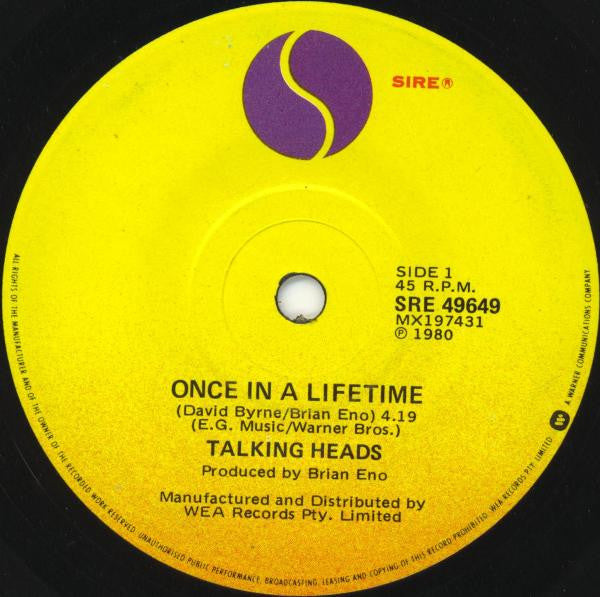 Talking Heads : Once In A Lifetime (7")