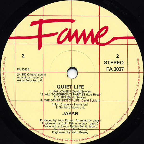 Japan : Quiet Life (LP, Album, RE, Red)
