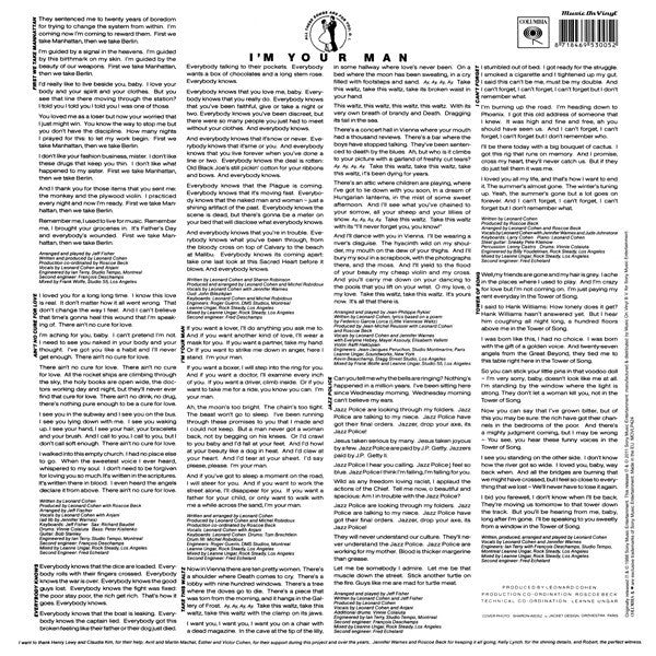 Leonard Cohen : I'm Your Man (LP, Album, RE, RM, 180)