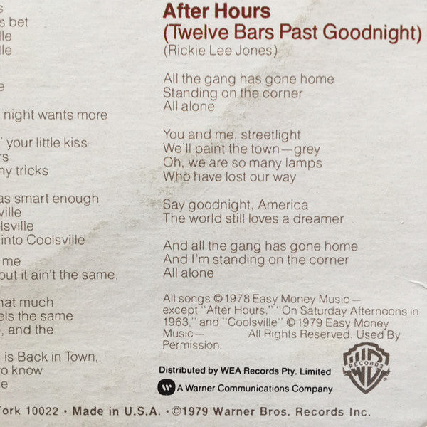 Rickie Lee Jones : Rickie Lee Jones (LP, Album, RE)