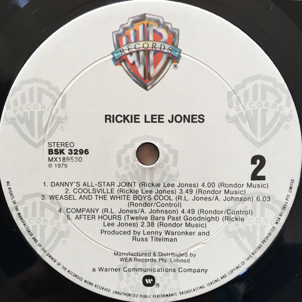 Rickie Lee Jones : Rickie Lee Jones (LP, Album, RE)