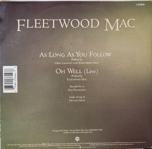 Fleetwood Mac : As Long As You Follow (7", Single)
