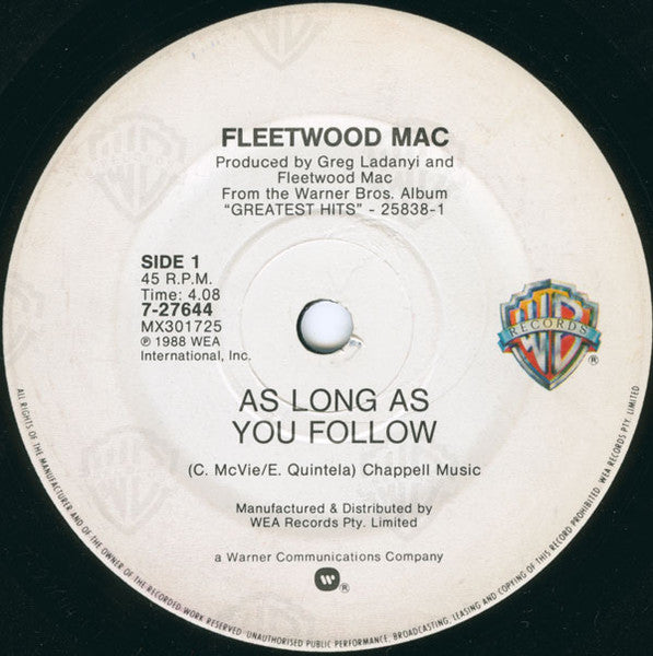 Fleetwood Mac : As Long As You Follow (7", Single)