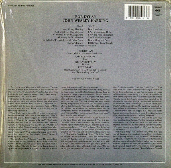 Bob Dylan : John Wesley Harding (LP, Album, RP, 180)