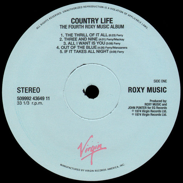 Roxy Music : Country Life (LP, Album, RE, 180)