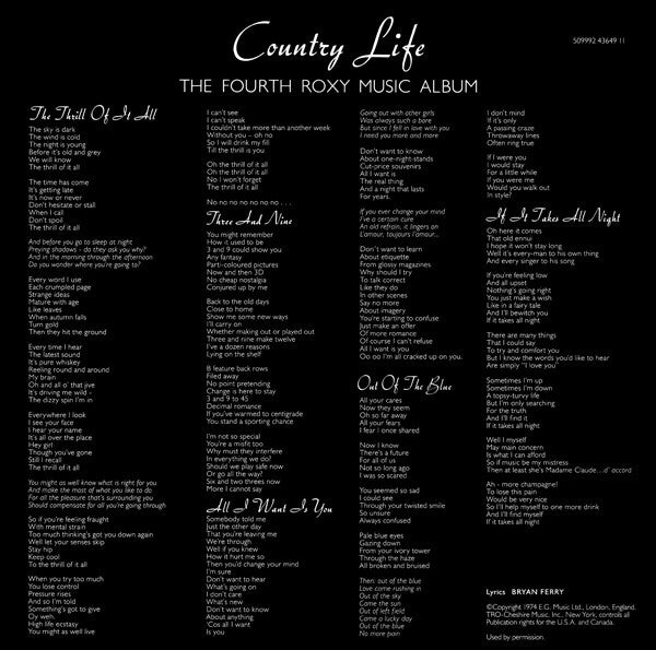 Roxy Music : Country Life (LP, Album, RE, 180)