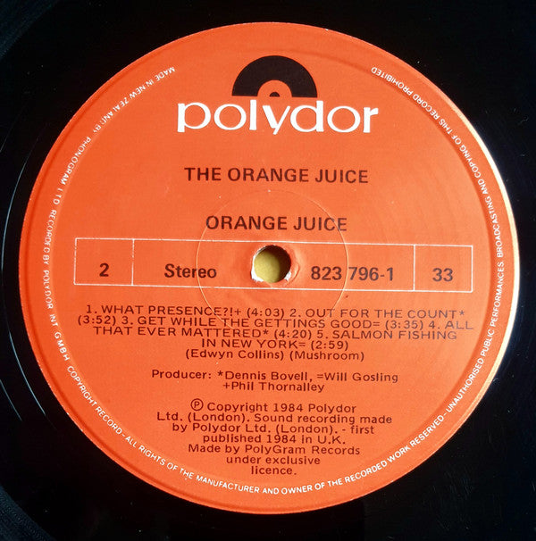 Orange Juice (3) : The Orange Juice (LP, Album, Gat)