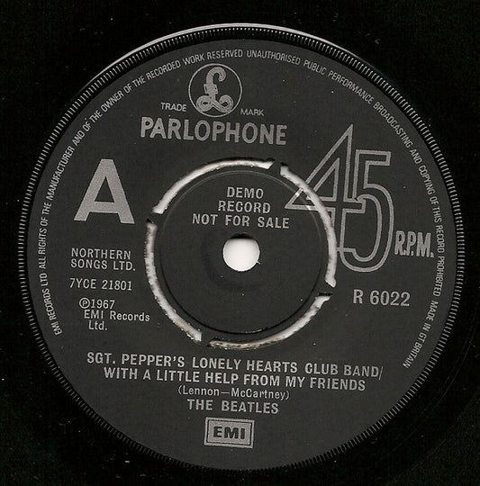 The Beatles : Sgt. Pepper's Lonely Hearts Club Band / With A Little Help From My Friends (7", Single, Promo)