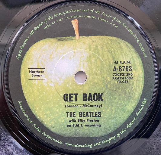 The Beatles With Billy Preston : Get Back (7", Single, Mono)