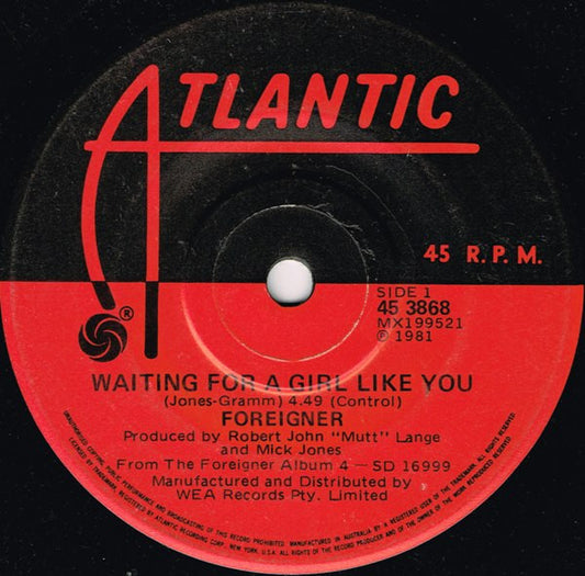 Foreigner : Waiting For A Girl Like You (7", Single)