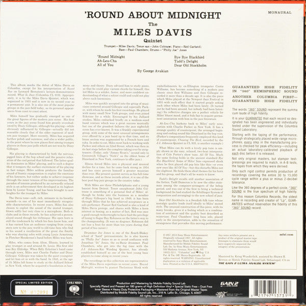 Miles Davis : 'Round About Midnight (LP, Album, Mono, Ltd, Num, RE, RM, S/Edition, 180)