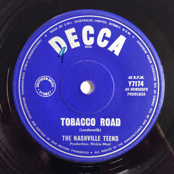 The Nashville Teens : Tobacco Road (7", Single)