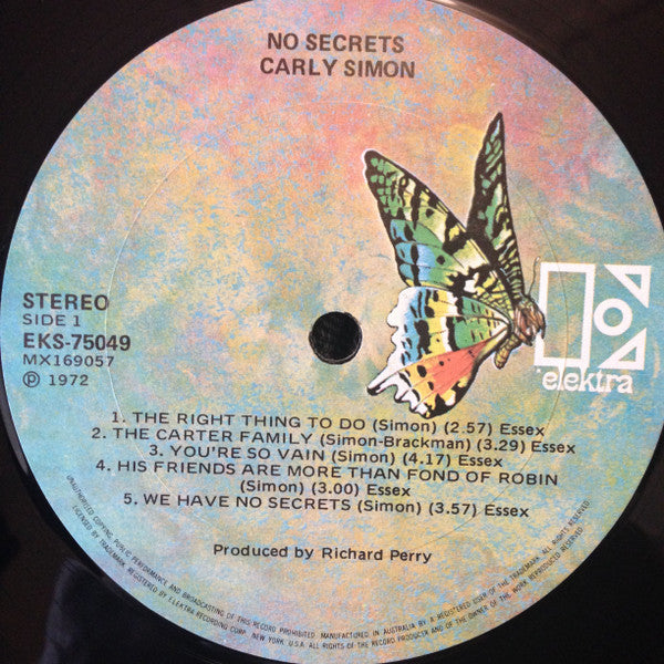 Carly Simon : No Secrets (LP, Album, Gat)
