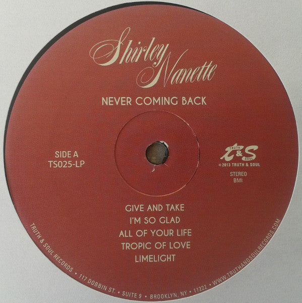 Shirley Nanette : Never Coming Back (LP, Album, RE, RM)