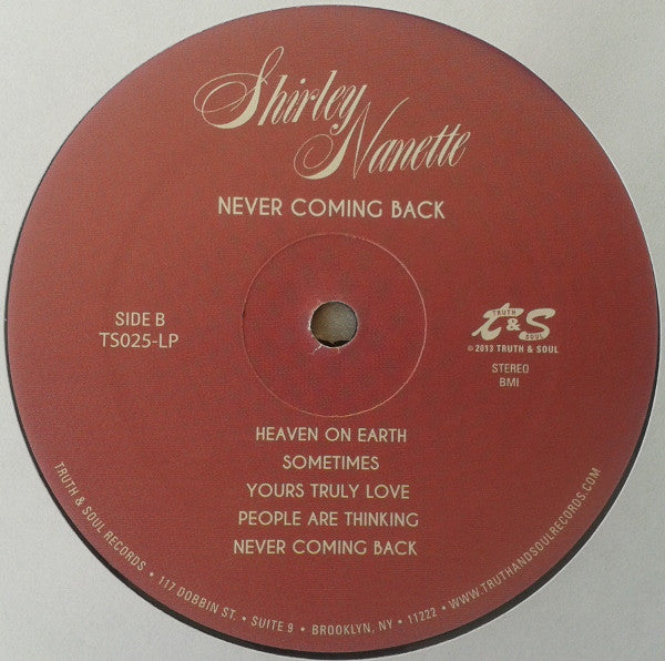 Shirley Nanette : Never Coming Back (LP, Album, RE, RM)