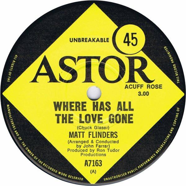 Matt Flinders : Where Has All The Love Gone (7", Single)