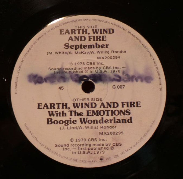Earth, Wind & Fire : September / Boogie Wonderland (7", Single)