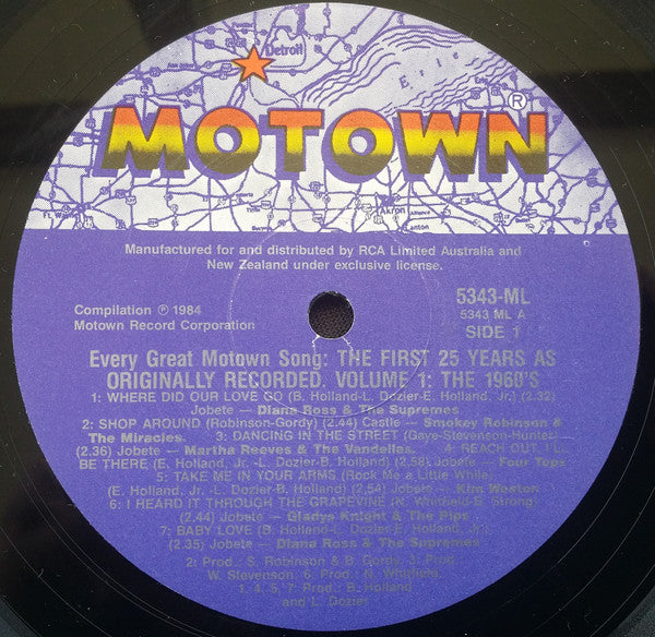 Various : Every Great Motown Song: The First 25 Years - Volume 1: The 1960's (LP, Comp)