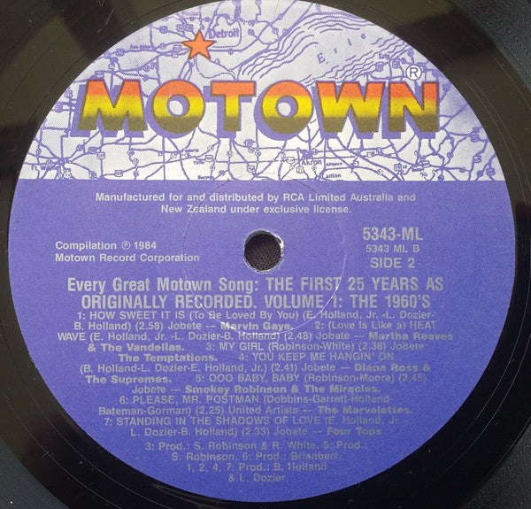 Various : Every Great Motown Song: The First 25 Years - Volume 1: The 1960's (LP, Comp)