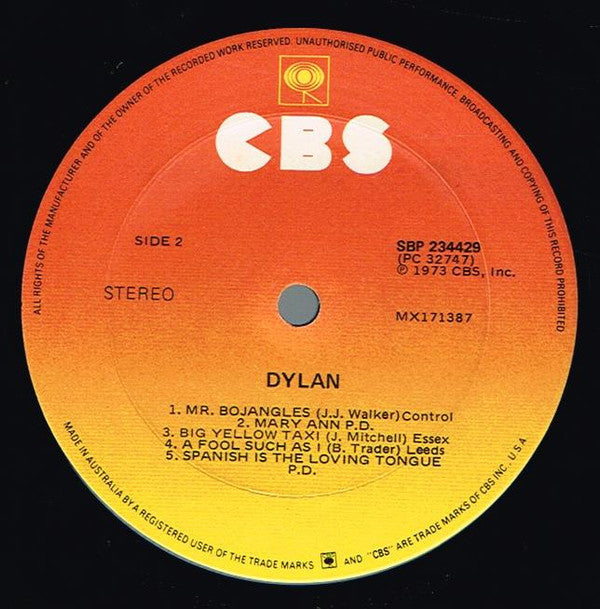 Bob Dylan : Dylan (LP, Album, RE)