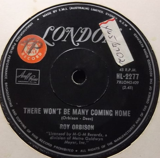Roy Orbison : There Won't Be Many Coming Home / City Life (7", Single)