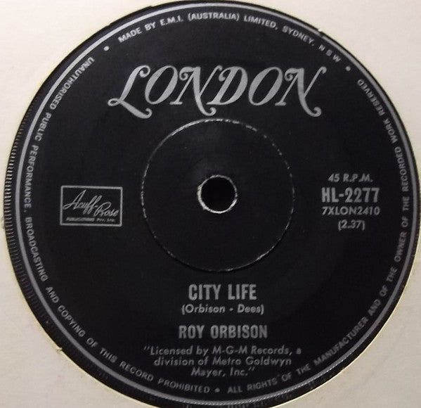 Roy Orbison : There Won't Be Many Coming Home / City Life (7", Single)