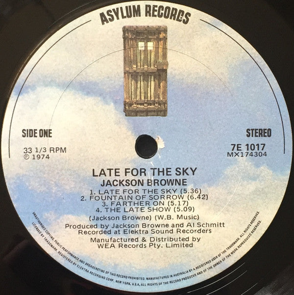 Jackson Browne : Late For The Sky (LP, Album)