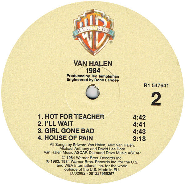 Van Halen : 1984 (LP, Album, RE, RM, 30t)