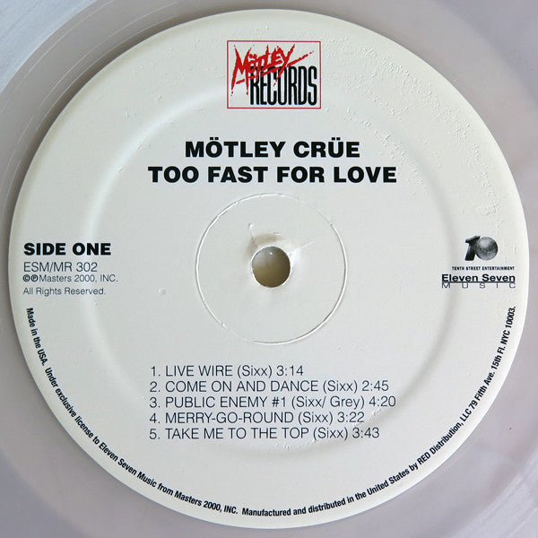 Mötley Crüe : Too Fast For Love (LP, Album, Ltd, RE, RM, Cle)