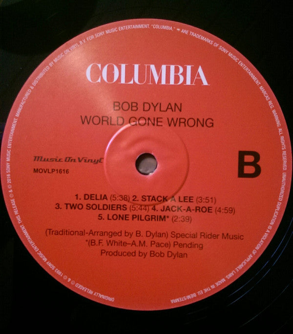 Bob Dylan : World Gone Wrong (LP, Album, RE, RM, 180)