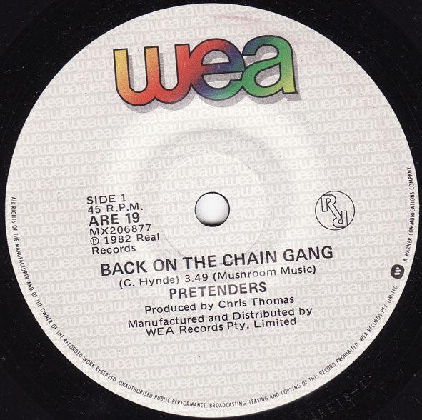 The Pretenders : Back On The Chain Gang (7", Single)