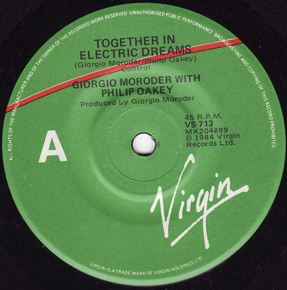 Giorgio Moroder With Philip Oakey : Together In Electric Dreams (7", Single)