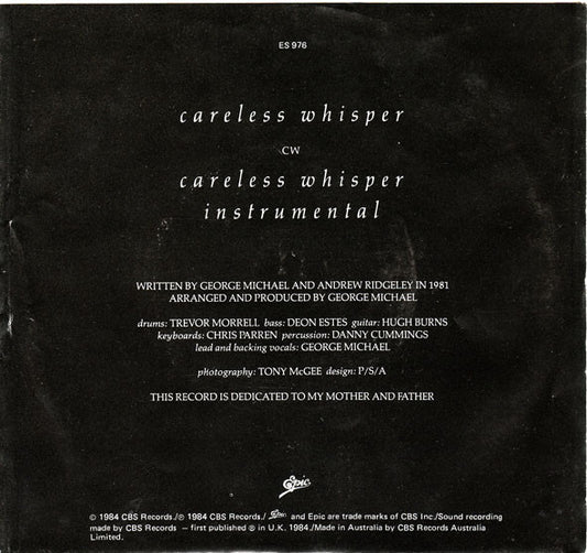 George Michael : Careless Whisper (7")