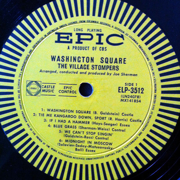 The Village Stompers : The Original Washington Square (LP, Album, Mono)